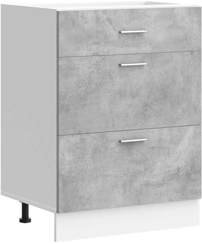 vidaXL Küchenunterschrank Lyon Betongrau Holzwerkstoff, Spülenunterschrank, Schrank Küche, Lagerschrank, Unterschrank für Küche, Küchenzeile