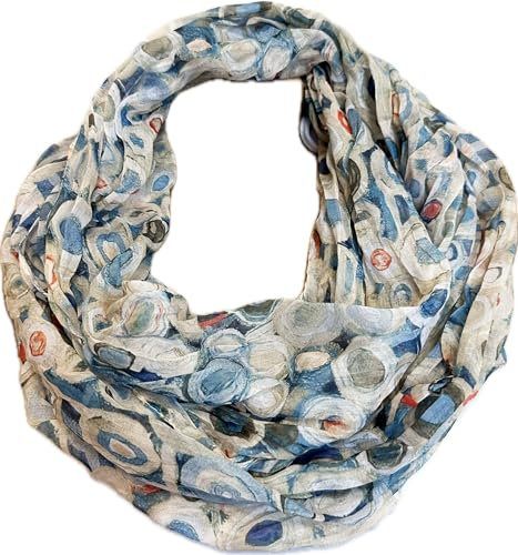 J26 Blumen Mandala Farbverlauf Kreis Seide Sommer Loop Verlauf Regenbogen Rainbow Silk Uni Rundschal Schlauchschal Stola Schal leicht 2025 Neu (KreisA Beige)