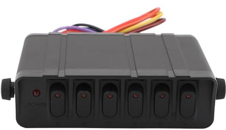6 Gang Rocker Switch Box Automotive Kippschalter Panel DC12V zu 24V 40Amp Wasserdicht für Auto Boot RV SUV UTV (Rot)