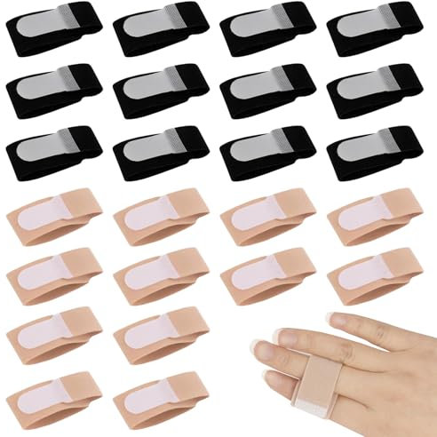 SNONESIY 24 Stück Fingerbandage,Trigger Finger Schiene,Fingerschiene,Bandage Finger Schiene,Trigger Finger Schiene,Verstellbar, Geeignet für Kleinen Finger,Mittelfinger,Ringfinger(Schwarz,Hautfarben)