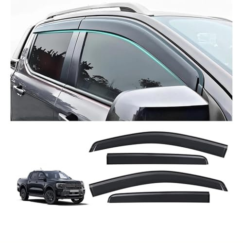 Windabweiser Regenabweiser Wetterschutz Sonnenschutz Regenschutz Fenstervisier Fensterabweiser Für Ford Für Ranger 2023 2024 Doppelkabine Windschutz