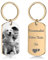 Porte Clef Personnalisable avec Photo et Texte Porte Clé Personnalisé pour Homme, Femme, Couple Cadeau Unique pour Noël, Saint-Valentin, Anniversaires (Doré - 1)