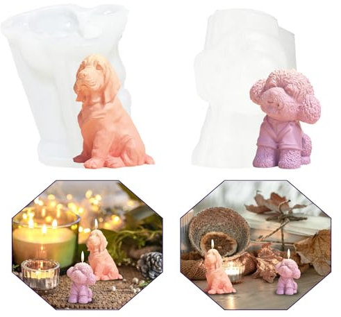 2 Stück Silikonformen Gießformen Tiere Kerzenform Silikon Gießform Hund 3d Tiere Silikonform Hund Epoxidharz Formen Tiere Seifenform Silikon Hundeform Gipsform Kerzenform zum Gießen