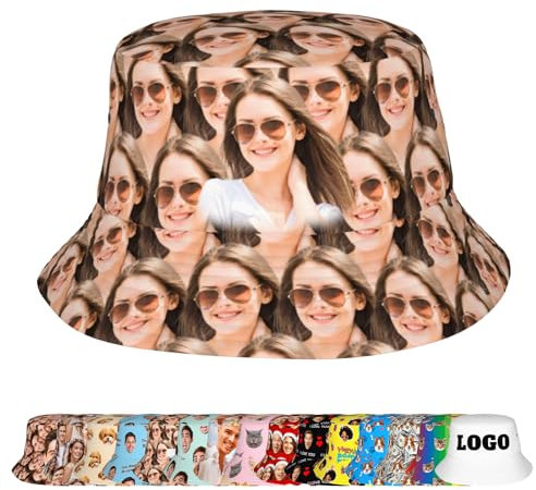 LucBuy Personalisierter Bucket Lustige Cap mit individuellem Foto, Stilvoll Fischerhut als Kopfschmuck Einzigartiges Geschenk für Geburtstage, Feiertage und Besondere Anlässe (C6)