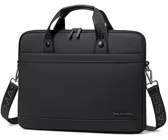 DE LAMASSU® Lira Laptoptasche 16 Zoll – Wasserabweisend & stoßfest – Business Notebooktasche MacBook Dell HP Lenovo Asus – Leicht & mit Trolley-Gurt – Damen & Herren (Schwarz)