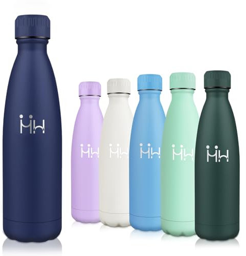 Motswedi Gourde Isotherme, 500ml sans BPA, Bouteille Isotherme, 24h Froid & 12h Chaud, Gourde Inox, Anti Fuite, Gourde Isotherme Enfant, Gourde pour Enfant & Adulte, Sport, Gym, École, Bleu Foncé