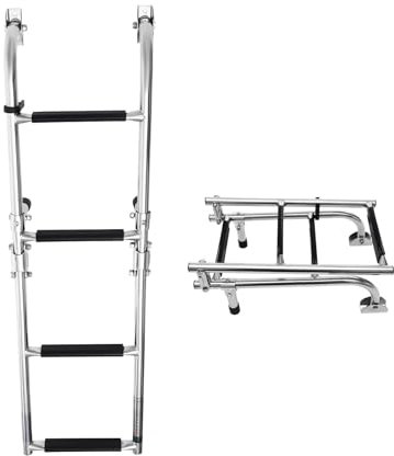 Scala per barche a 4 gradini, in acciaio inox, 86,5 cm, portata 136 kg, scala a gradini per yacht, motoscafo, piscine