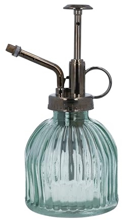 Gisela Graham Green Ribbed Glass Plant Mister Spray Bottle, Vintage Style Water Sprayer