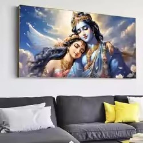 DHHXY Leinwand Druck Wandbild, Radha Krishna Kunstposter, Drucke, Dekor, Indien, traditionelle mythische Kultur, Herr, Leinwandgemälde, Wandkunst, Geschenk, 45 x 90 cm, ungerahmt
