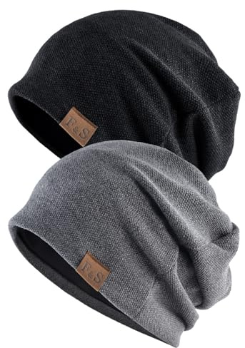 Bafiwu Beanie Mütze, Herren Mütze Winter Warme Strickmütze Slouch Beanie Schädel Cap für Laufen, Radfahren, Totenkopf, Ski, Joggen, Wandern Herren Damen Winter