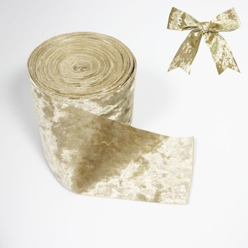 Samtband Gold Geschenkband Breit,10 Yards 80mm Geschenkband Weihnachten Set,Schleifenband Weihnachten Geschenkbänder Dekorative Schleifen & Bände,Samtband Ribbon Für Diy Große Geschenkschleife