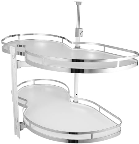 Schwenkbarer Eckschrank, Pull-Out Corner Organizer, 2-stufiges höhenverstellbares Schwenktablett, sanft schließender Küchen-Organizer, rechts zu öffnen