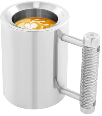BRRIDE Tazza pesante, 8 kg, in acciaio inox, con manico corto, 300 ml, manubrio super pesante, fitness, sport, palestra, allenamento, amanti del caffè