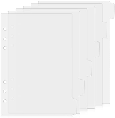 TIESOME 12Blätter Trennblätter A5, A5 Ordner Trennblätter 6Löcher | Kunststoff Ordner Register Seitentrenner Notizbuch Trennblätters Index Teiler für Ringbuch Notizbuch Planer Organisation
