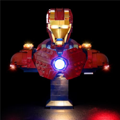 Lighting Compatible with Lego Iron Man MK4 Bust 76327, Light Kit for Lego 76327 Iron Man MK4 Bust(NOT Included The Building Set)
