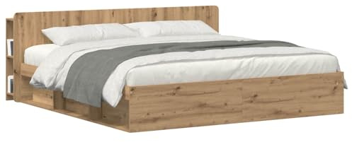 vidaXL Kopfteil Schrank mit Speicher Artisan-Eiche Holzwerkstoff, Stylischer U-förmiger Holz-Kopfbereich, Multifunktionale Kommode, Moderne Möbel, Organisierer, Stauraumlösung