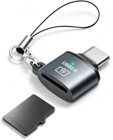 HAUXGOGO USB-C-Kartenlesegerät, Typ C auf Micro SD SDXC SDHC TF Kartenleser, Kompatibel mit Smartphones, Tablets und Computern - Grau