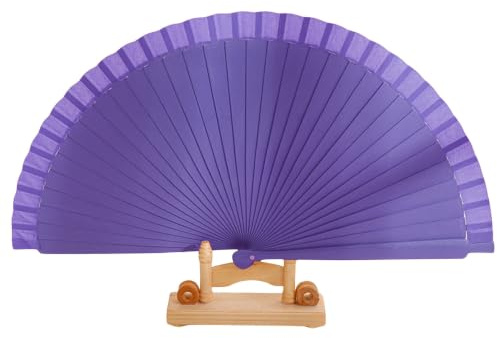 GFM® Éventail pliable en bois de style gitan uni espagnol pour l'été, mariage, danse (NN) (Lilas) (SPFAN5-PLN-Li)
