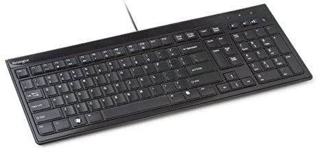 Kensington Tastiera Advance Fit Standard con Profilo Sottile da 19 mm, Layout Italiano QWERTY, Cavo USB da 1.9 m, Nero, K72357IT