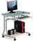 Techly 305687 Scrivania per PC Compatta in Metallo e Vetro con Ruote Ciliegio Chiaro