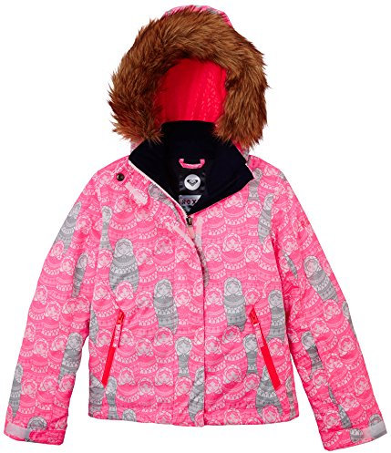 Roxy Mädchen Snowboard Jacke Jet Ski Girl Jacket, Russian Doodles_Diva Pink, 14
