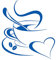 Grandora Wandtattoo Kaffetasse Herz I azurblau (BxH) 20 x 23 cm I Kaffee Tasse Bohnen selbstklebend Küche Aufkleber Wandaufkleber Wandsticker W3040