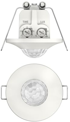 Theben 2090200 thePiccola P360-100 DE WH Mini-Präsenzmelder PIR | Deckeneinbau, runder Erfassungsbereich 360°, 8 m/50 m², 1 Kanal Licht 230 V, Voll-/Halbautomat, 600 W LED, weiß