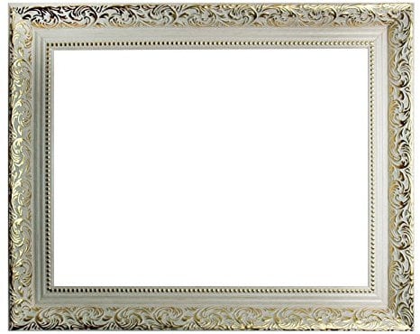 Barockrahmen weiß mit Gold verziert 469 BIA/ORO, Leerrahmen 60x80 cm