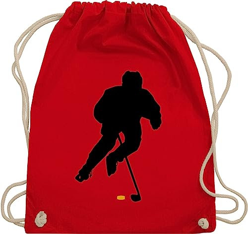Turnbeutel Rucksack - Eishockey Spieler - Unisize - Rot - eishockey-fanartikel kinderturnbeutel hockey beutel icehockey geschenk sport stoffbeutel geschenke baby sportbeutel bag tasche taschen