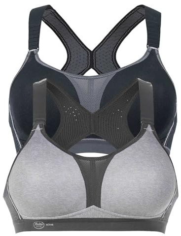 Anita 2er Sparpack Sport BH Dynamix Star 5537 Gr. 75D in 1xheather Grey 1xschwarz/anthrazit