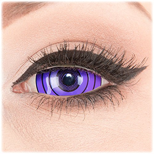 Farbige Kontaktlinsen zu Fasching Karneval Halloween 1 Paar Crazy Fun Sclera violette 'Violet Rinnegan' 22 mm mit Behälter in Topqualität von 'Glamlens' ohne Stärke