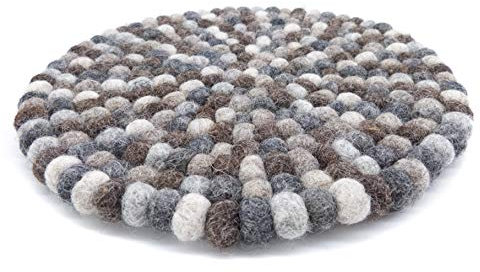 feelz Filzuntersetzer rund 22cm grau Natur ungefärbt Handarbeit Topfuntersetzer bunt Bunte Filzkugel Untersetzer aus Filz