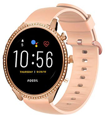 Compatible for Fossil Julianna Bands, LvBu Silicone Replacement Accessories Soft Band Wristbands Straps with Stainless Steel Buckle for Fossil Julianna Hr Gen 5 Smartwatch (Pink)