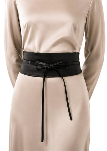 FASHIONGEN - Echtem Rindsleder Vollnarbenleder Obi Gürtel für Damen, Bindgürtel, CASSIANE