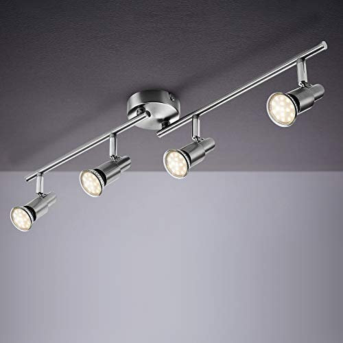 IMPTS LED Deckenstrahler 4 flammig, Deckenleuchte Wohnzimmerlampe Deckenspot Schwenkbar lamp, inkl. 4 x 3W Leuchtmittel GU10 Warmweiß Matt Nickel