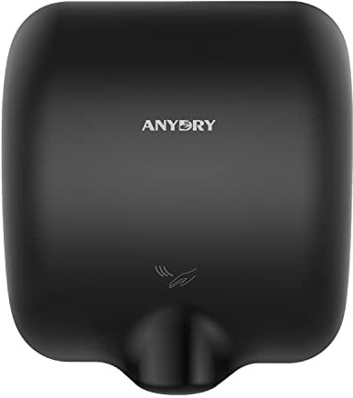 anydry 2800 Automatico Asciugamani Elettrico con fotocellula,Asciugamani ad Aria a Parete Professionale, Guscio in Acciaio Inossidabile Resistente. 1650W. (Nero)