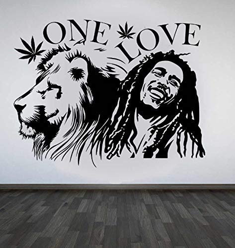 Wandaufkleber Bob Marley Löwe Zion Liebe Cannabis Zitat Abnehmbares Vinyl Poster Home Art Design Dekoration 57 * 75Cm