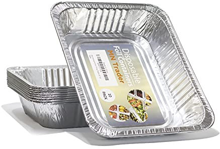 MN Trader 10-Pack Aluminium Large Foil Trays 32 x 26 cm, Catering Trays Takeaway Foil Food Containers for Cooking Food Storage BBQ, Baking Trays Perfect for Roasting Baking Broiling and Freezing