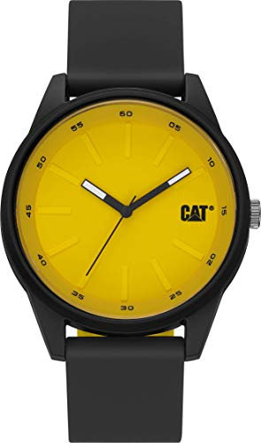 CAT Uomo Orologio Nero/Giallo Cassa 42 mm, Cinturino Silicone Nero, Quadrante Giallo