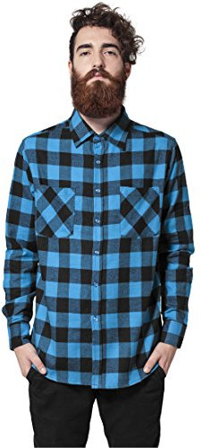 Urban Classics Checked Flanell Shirt Chemise de Loisirs Homme, bleu/noir, L