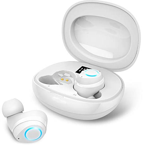 Rinsmola Cuffie Bluetooth 5.1, Auricolari Bluetooth Senza Fili Mini Cuffie Wireless In Ear Sport 30 Ore Bassi Profondi Stereo con Mic, IP7 Cuffiette Bluetooth con Ricarica Rapida USB-C, Display LED