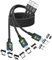 Kuulaa Magnetisches USB Ladekabel, Schnelles Laden/Datenübertragung mit 3-in-1-Ladespitzen, 2 m USB Kabel für iProduct/Typ C/Micro-Geräte