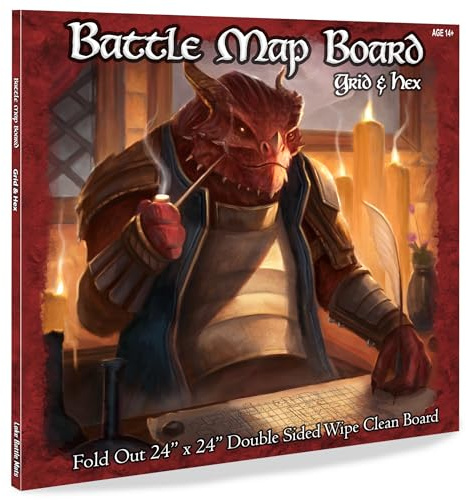 Battle Map Board - Grid & Hex | Wipe-Clean Brett für RPG & Dungeon & Game Masters | 24x24 Zoll