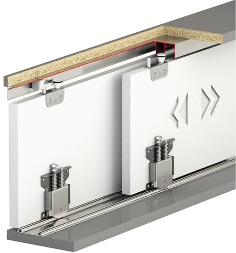 DecorAndDecor Sliding Wardrobe Door Track Kit Ball Bearing Smooth Operation (1.2m Set for Two Doors)