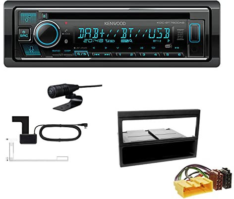Kenwood KDC-BT760DAB 1-DIN Autoradio CD-Tuner mit Bluetooth Digitalradio DAB+ inkl. Einbauset passend für Mazda MX-5 II Facelift 2000-2005 schwarz