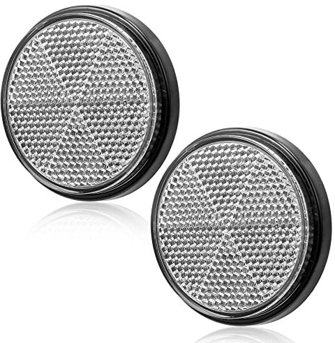 AGRISHOP 2xCatadioptre Remorque Rouge,Reflecteur Remorque Autocollant,Ø60mm,Catadioptre Adhesif,Réflector,Signalisation Remorque Reflecteurvelo,Catadioptre pour Vehicule (Rond/Adhésif/Blanc/2Pcs)