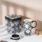 Topadorn Ceramic Travel Mug with Gift Box Coffee Mug Latte Mug with Lid and Handle, 17oz Large Capacity Mug Home Office Gift, Plaid Flower