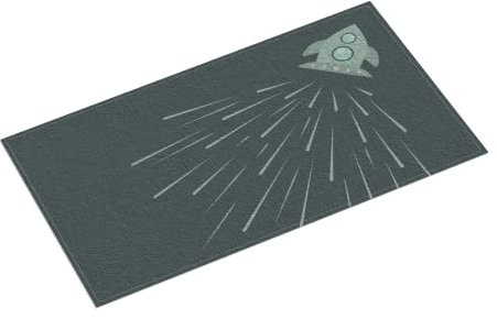 easyprint Teppich Bedruckt | Kleine Rakete | 100 x 160 cm | Ultrasoft 1.200 g/m² | Anti-Rutsch-Unterseite | Kinderteppich | Spielteppich | Kinderzimmer | Weltall
