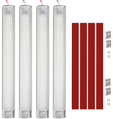 Intckwan 12v Led Lampe Wohnmobil, 120 Led Leiste Mit Extragroßer Schalter, 6000K Weißes LED Auto Innenbeleuchtung für Auto Van Bus Caravan Boat Wohnmobil Küche Bad Bar LKW Camper Traktor(4 Stück)