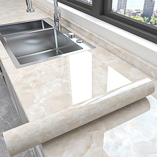 SEJAS Küchenrückwand Selbstklebend Steinoptik Folie ohne bohren Aufkleber Motiv Marmor Grau Adhesive Kitchen Wall Design Wandtattoo Wandbild Küche (5m x 0.6m)
